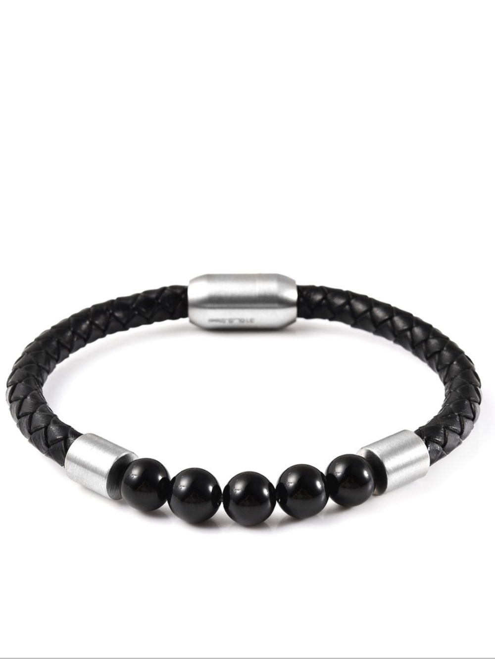 Genuine Leather Five Stone Braided Bracelet